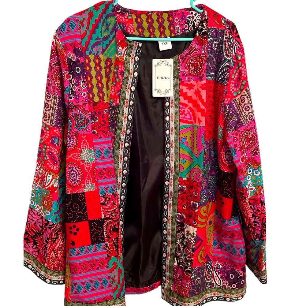 E-retro Open Patchwork Blazer